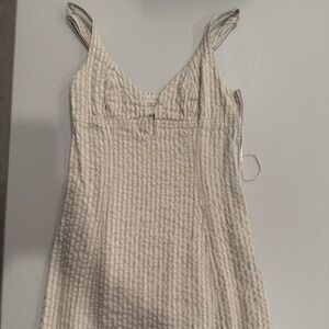 Tan/White Striped Urban Outfitters Mini Dress - Small